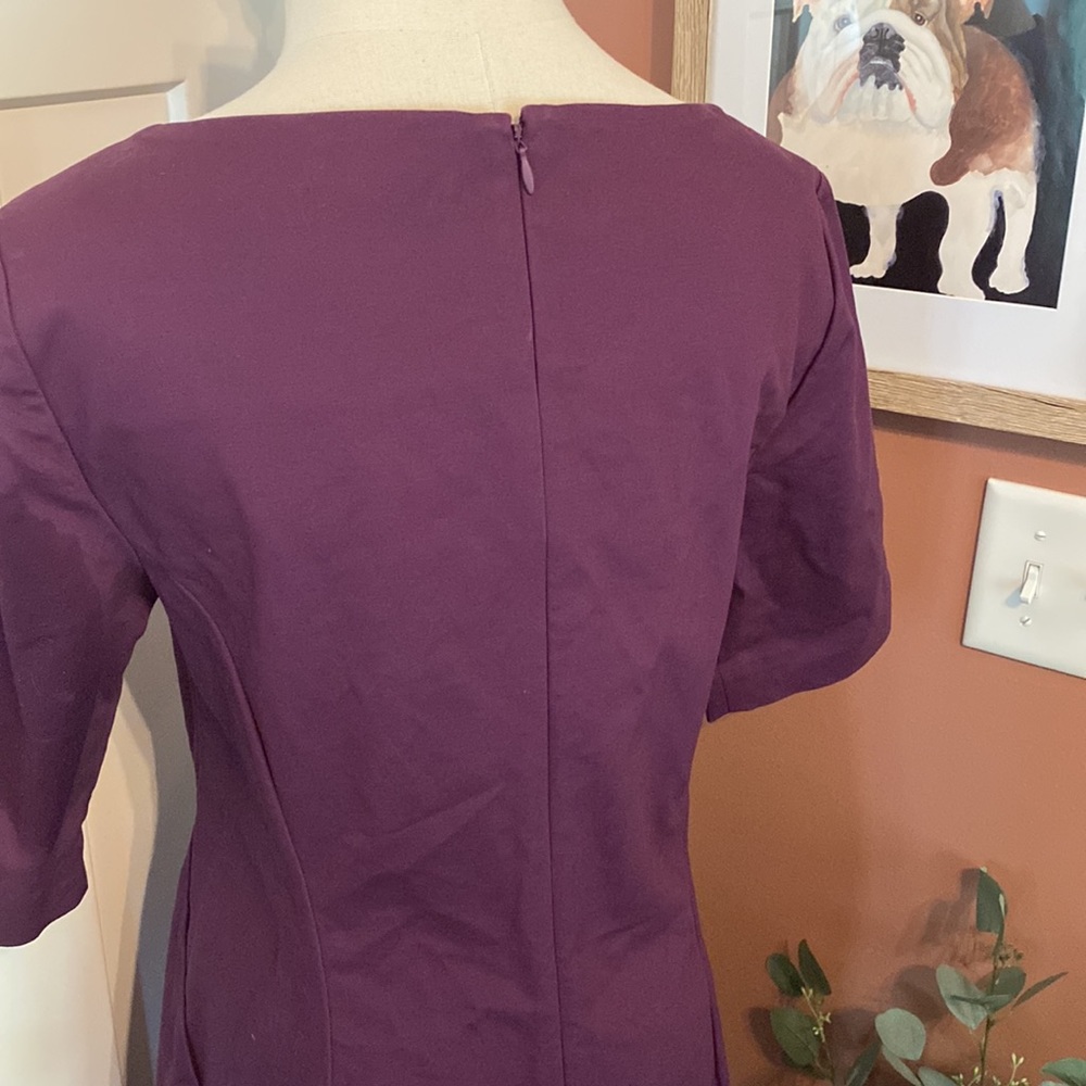 Kate Spade Saturday Slash pocket shift eggplant 1/2 sleeve darted 8 square dress - Picture 8 of 15
